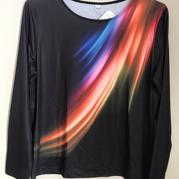 Tops - NWT Sunshine Rainbow Streak top XL